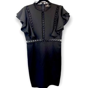 Love X Design Black Loop Dress with Ruffle Sleeve Sz XL